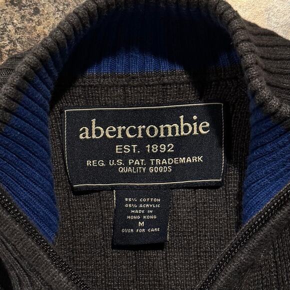 Abercrombie & Fitch Boys 1/4 Zip Pullover Y2K Preppy Logo Retro Casual Medium - Picture 3 of 5